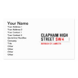 CLAPHAM HIGH STREET  Business Cards