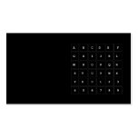 ABC|DEF
 GHIJKL
 M|N|OPQR
 STUVWX
 YZ0123
 456789  Business Cards