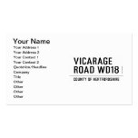 VICARAGE ROAD  Business Cards