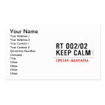 RT 002/02 KEEP CALM  Business Cards