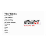 Jamzz Syarif Member  Business Cards