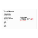 Spencers Lettings Dept.  Business Cards