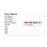 Rayyan Raza  Business Cards