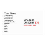 vicarage crescent  Business Cards