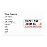 Brick Lane  Curry Hut  Business Cards
