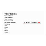 14 month calendar  Business Cards
