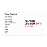 Clapham Commom  Business Cards