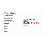 TOASTMASTER LUNCH MEETING  Business Cards