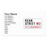 KEAN street  Business Cards