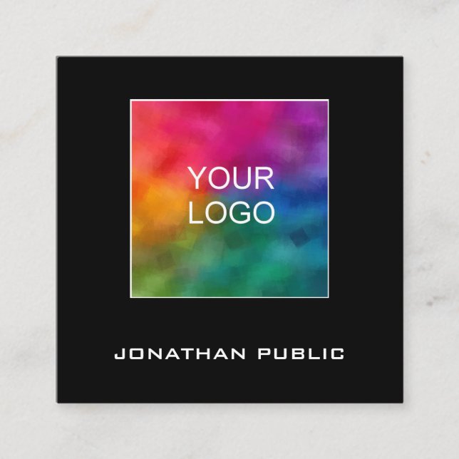 Business Cards Add Upload Your Logo Modern Square (Front)