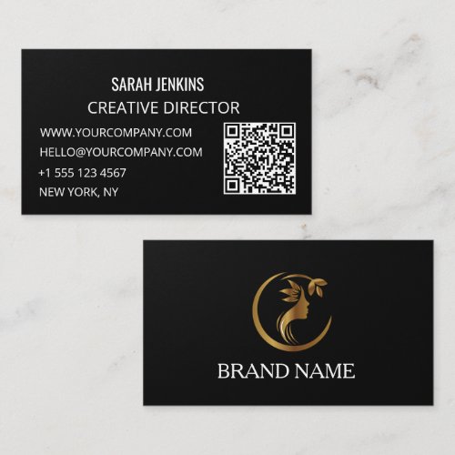 business cards black and white Modern QR Code