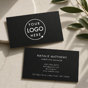 Business Cards Black Minimalist Custom Logo Card
