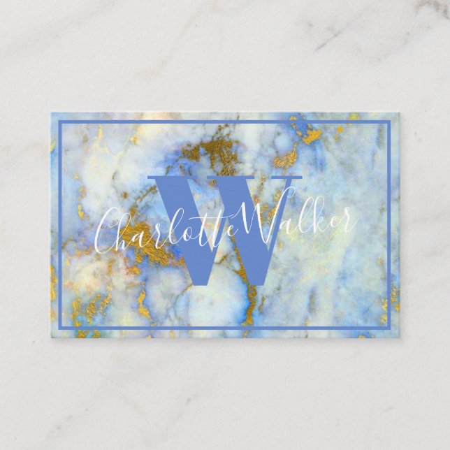 Business Cards - Blue Marble With Gold Veins (Front)