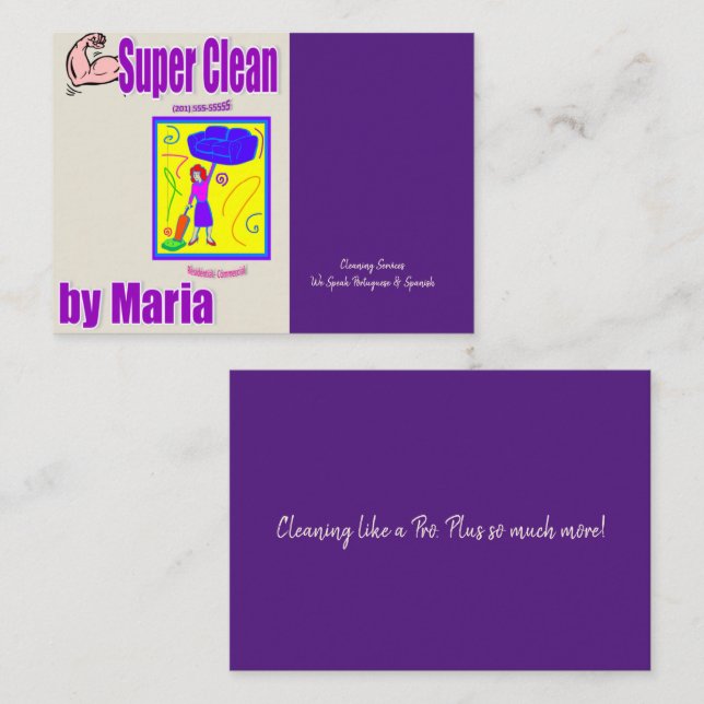 Business Cards, Cleaning Lady  Card (Front/Back)
