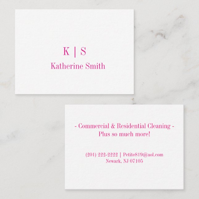 Business Cards, Cleaning Lady  Card (Front/Back)