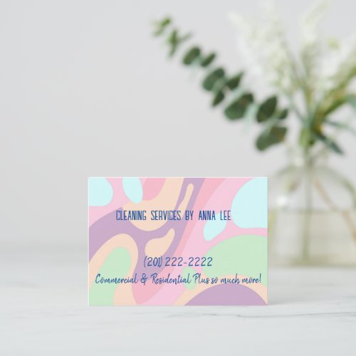 Business Cards Cleaning Lady Pastel Business Card