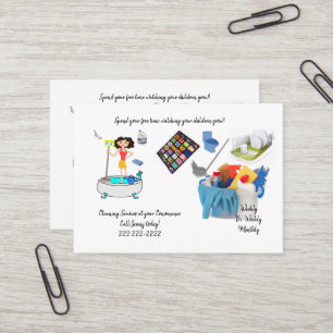 Business Cards, Cleaning Lady Services Business Card