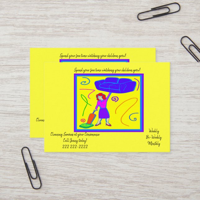 Business Cards, Cleaning Lady Services Card (Front/Back In Situ)