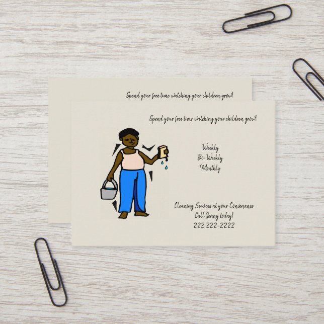 Business Cards, Cleaning Lady Services Card (Front/Back In Situ)