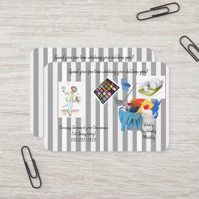 Business Cards, Cleaning Lady Services Card (Front/Back In Situ)