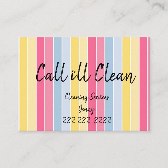 Business Cards, Cleaning Services Stripe Business Card (Front)
