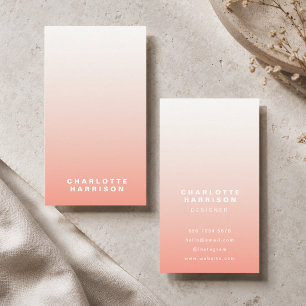 Business Cards Coral Ombre Minimalist Name Cards