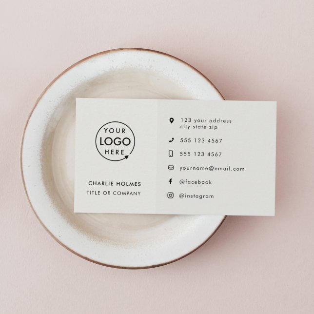 Business Cards | Custom Logo Icons Modern Gray (A versatile gray business card design perfect for any brand or professional)
