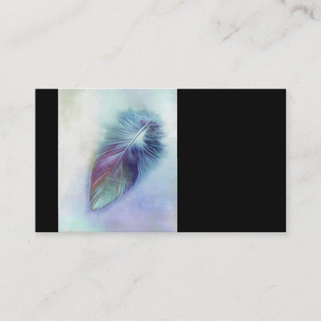 business cards custom template blue feather art (Front)