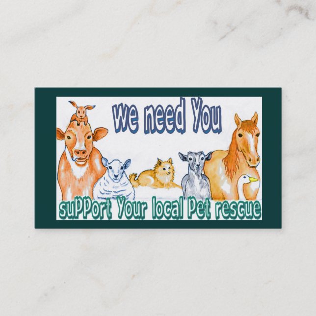 Business Cards,customizable pet rescue Card (Front)