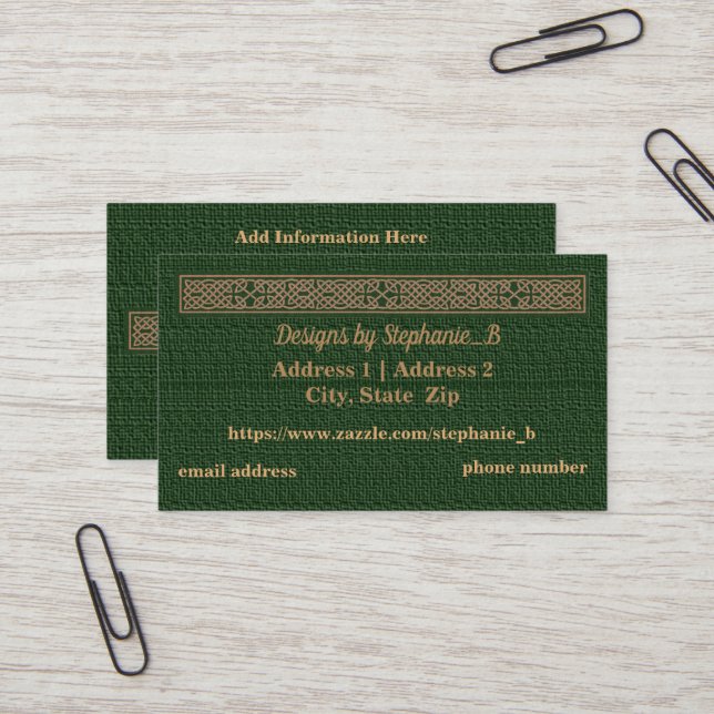 Business Cards - Customize - Celtic Knot (Front/Back In Situ)