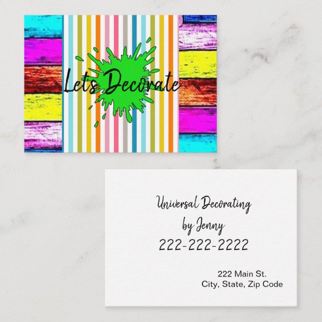 Business Cards, Decorating Painting Stripe Business Card (Front/Back)