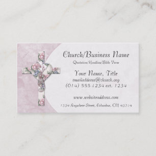 Business Cards: Floral Heart Cross Business Card