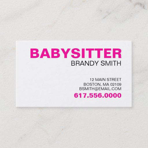 Customizable Business Cards For Babysitters