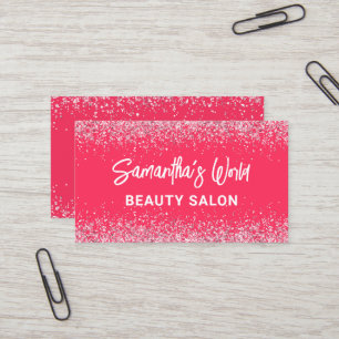 Business Cards For Beauty Salon Hot Pink Glitter