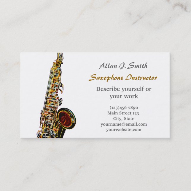 Business cards for saxophonists (Front)
