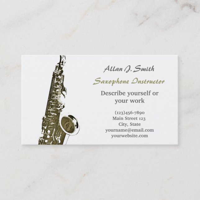 Business cards for saxophonists (Front)