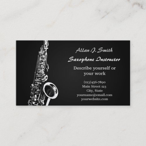 Business cards for saxophonists _ silver design
