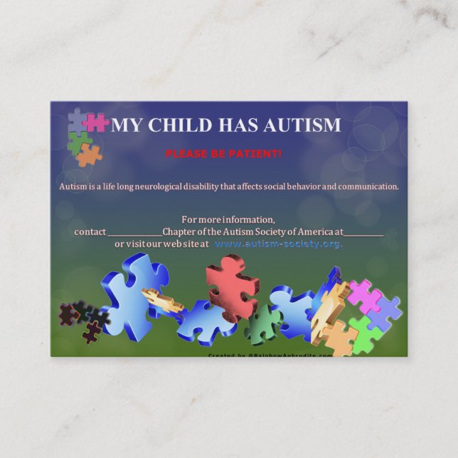 Business Cards for the Intolerant Business Card (Front)