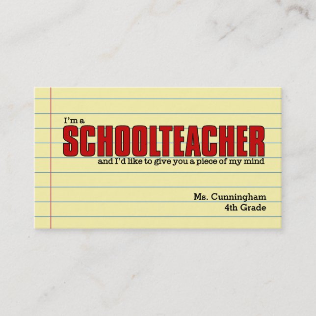 Business Cards for the Schoolteacher Humorous (Front)