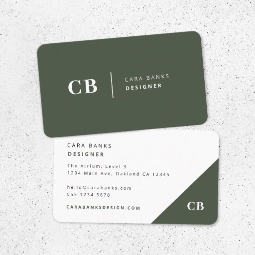 Customizable Forest Green Monogram Stylish Trendy Modern Business Card