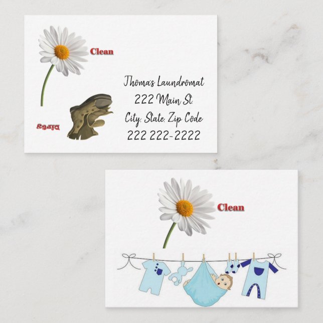 Business Cards, Laundromat Business Card (Front/Back)