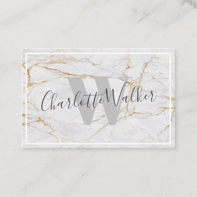 Business Cards - Mable Texture Gold Veins (Front)