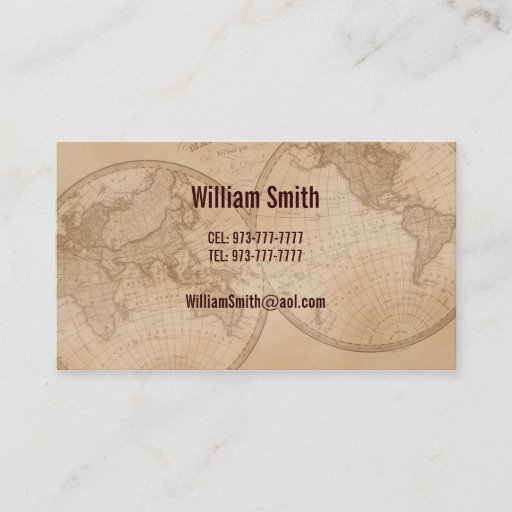 Customizable Business Cards old map globe