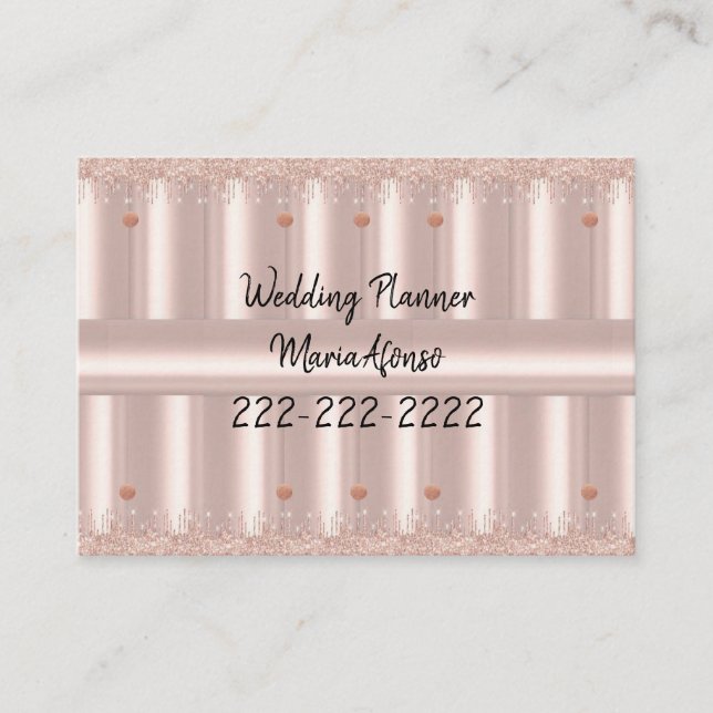 Business Cards, Pink Rose Glitter Wedding Planner Business Card (Front)