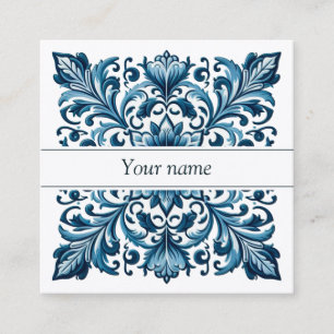 business cards portuguese tile blue color