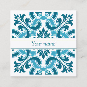 business cards portuguese tile blue color