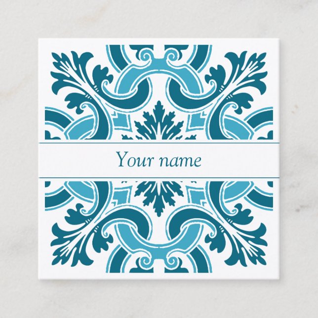business cards portuguese tile blue color (Front)