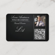 Business cards qr code,editable,blackwhite,foto