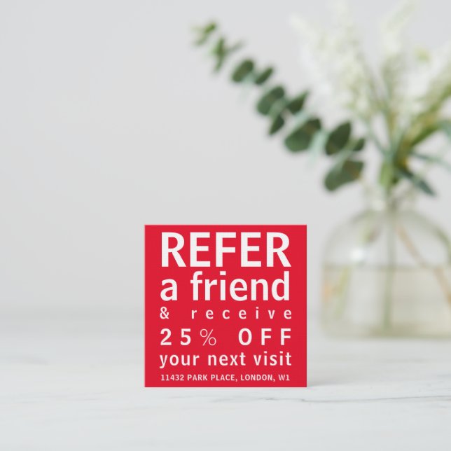 Business Cards - Refer a Friend Red (Standing Front)