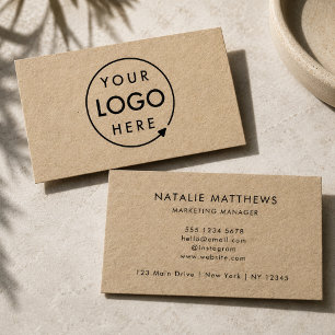 Business Cards   Rustic Kraft Custom Logo Branding